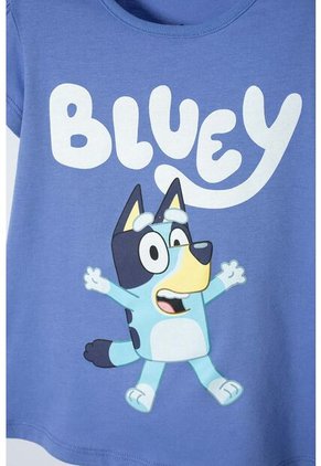Camiseta De Bluey Manga Corta Azul Para Niña 2T A 6T 4T