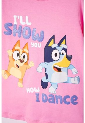 Camiseta De Bluey Rosada Manga Larga Para Niña 2T A 6T 2T