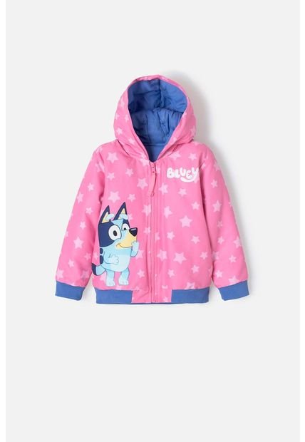Chaqueta De Bluey Rosada Y Azul Con Capucha Para Niña 2T A 6T 2T
