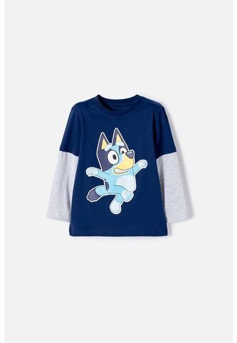 Camiseta De Bluey Azul Manga Larga Para Niño 2T A 6T 4T BLUEY