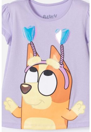 Camiseta De Bluey Lila Estampada En Frente Para Niña 2T A 6T 4T