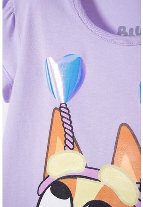 Camiseta De Bluey Lila Estampada En Frente Para Niña 2T A 6T 4T