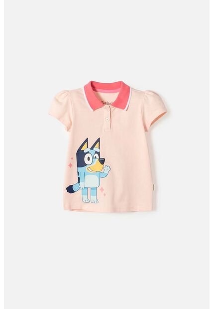 Camiseta De Bluey Rosa Tipo Polo Para Niña 2T A 6T 5T