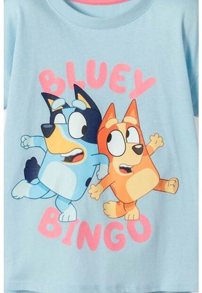 Camiseta De Bluey Manga Corta Azul Para Niña 2T A 6T 3T