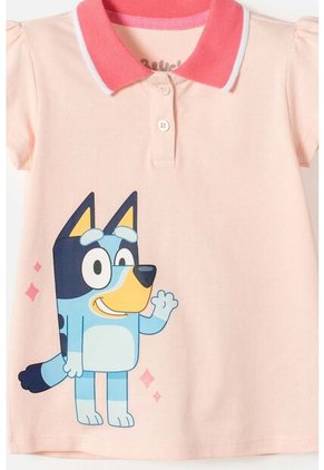 Camiseta De Bluey Rosa Tipo Polo Para Niña 2T A 6T 5T