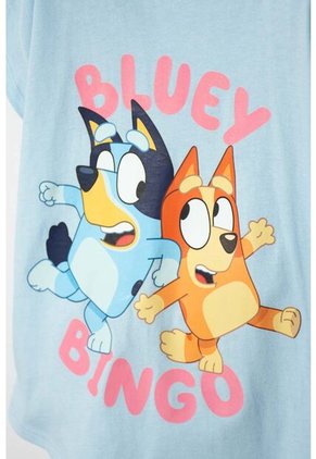 Camiseta De Bluey Manga Corta Azul Para Niña 2T A 6T 2T