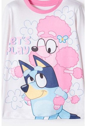 Pijama De Bluey Multicolor Manga Larga Para Niña 2T A 6T 5T