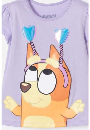 Camiseta De Bluey Lila Estampada En Frente Para Niña 2T A 6T 3T