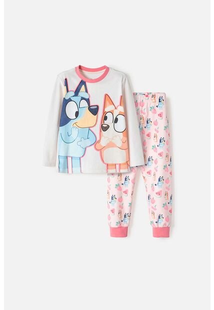 Pijama De Bluey Multicolor Tela Tipo Fleece Para Niña 2T A 6T 5T