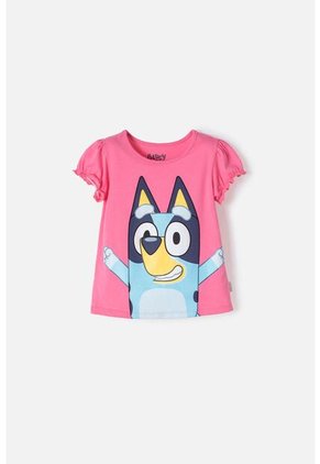 Camiseta De Bluey Rosada Manga Corta Para Niña 2T A 6T 5T