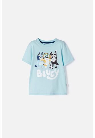 Camiseta De Bluey Azul Manga Corta Para Niño 2T A 6T 3T BLUEY