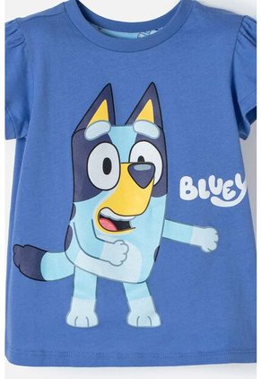 Pijama De Bluey Multicolor Manga Corta Para Niña 2T A 6T 4T