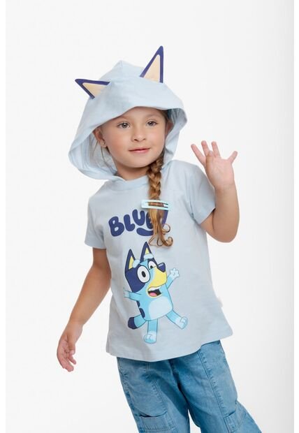 Camiseta De Bluey Con Capucha Azul Para Niña 2T A 6T 3T