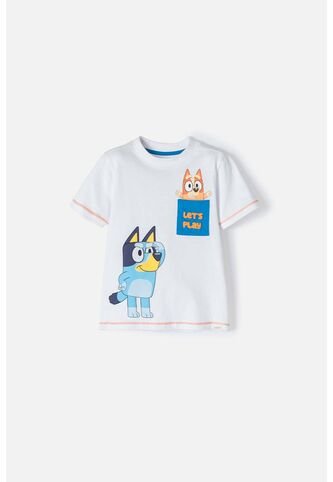 Camiseta De Bluey Blanca Manga Corta Para Niño 2T A 5T 3T BLUEY