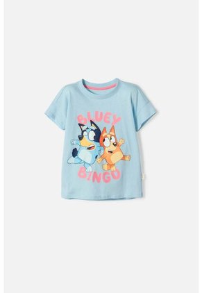 Camiseta De Bluey Manga Corta Azul Para Niña 2T A 6T 5T