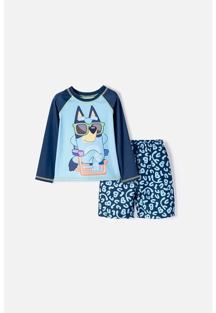 Conjunto Baño De Bluey Multicolor De Camiseta Manga Larga Para Niño 2T A 6T 3T