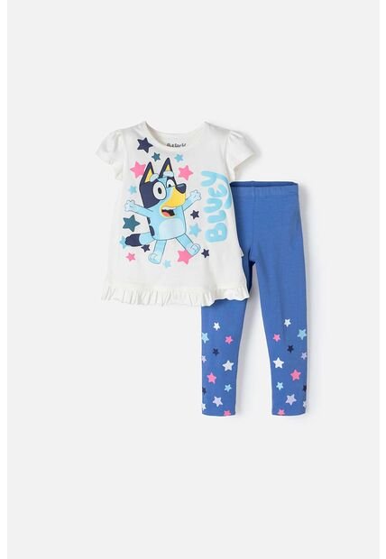 Conjunto De Bluey Marfil Y Azul De Leggins Para Niña 2T A 5T 2T