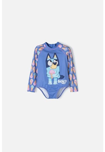 Vestido De Baño De Bluey Multicolor Manga Larga Para Niña 2T A 6T 2T