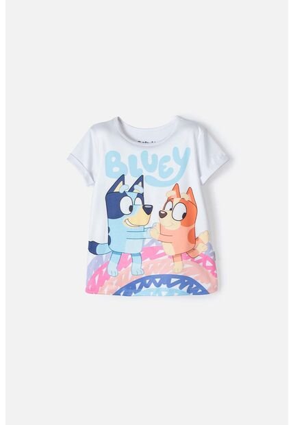 Camiseta De Bluey Blanca Manga Corta Para Niña 2T A 5T 5T