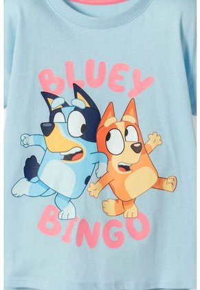 Camiseta De Bluey Manga Corta Azul Para Niña 2T A 6T 3T