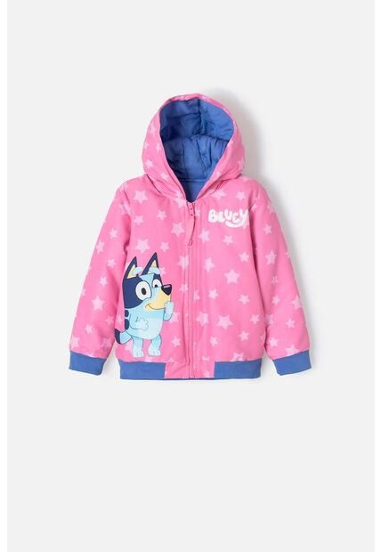 Chaqueta De Bluey Rosada Y Azul Con Capucha Para Niña 2T A 6T 4T