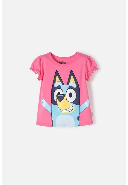 Camiseta De Bluey Rosada Manga Corta Para Niña 2T A 6T 4T