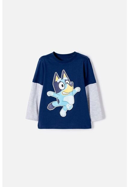 Camiseta De Bluey Azul Manga Larga Para Niño 2T A 6T 2T
