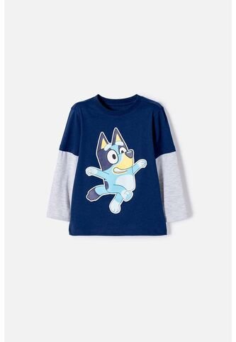 Camiseta De Bluey Azul Manga Larga Para Niño 2T A 6T 3T BLUEY