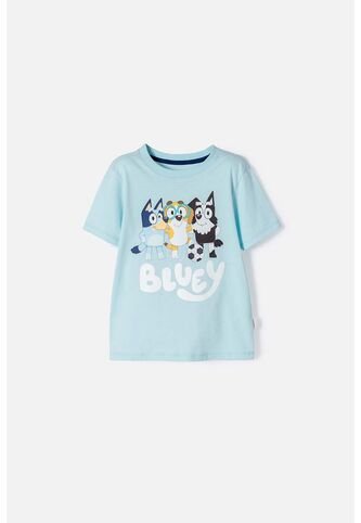 Camiseta De Bluey Azul Manga Corta Para Niño 2T A 6T 4T BLUEY
