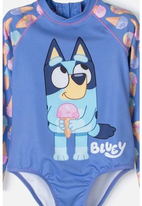 Vestido De Baño De Bluey Multicolor Manga Larga Para Niña 2T A 6T 3T
