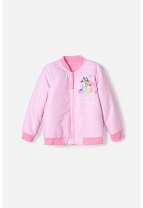 Chaqueta De Bluey Rosada Con Cierre Ajustable En Frente Para Niña 2T A 6T 3T