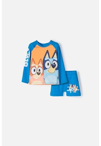 Conjunto De Baño De Bluey Azul Y Naranja Manga Larga Para Niño 2T A 6T 3T BLUEY