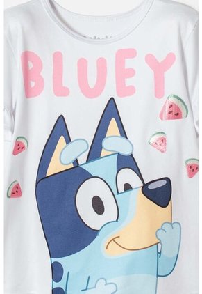 Camiseta De Bluey Blanca Manga Corta Para Niña De 2T A 6T 3T