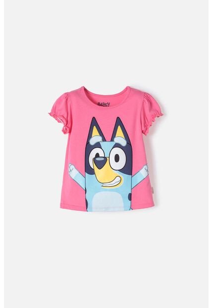 Camiseta De Bluey Rosada Manga Corta Para Niña 2T A 6T 4T