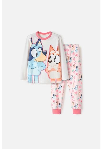 Pijama De Bluey Multicolor Tela Tipo Fleece Para Niña 2T A 6T 2T