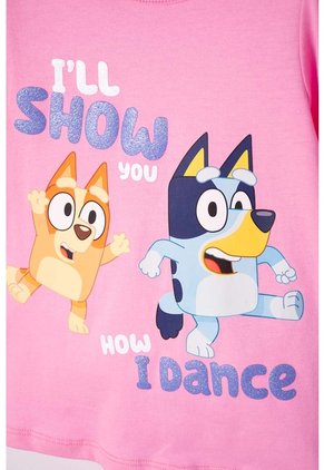 Camiseta De Bluey Rosada Manga Larga Para Niña 2T A 6T 3T