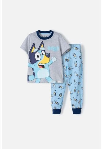 Pijama De Bluey Azul Y Gris Maga Corta Para Niño 2T A 6T 3T BLUEY