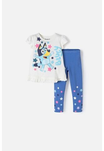 Conjunto De Bluey Marfil Y Azul De Leggins Para Niña 2T A 5T 4T BLUEY