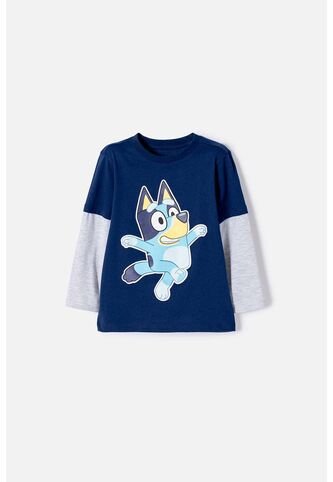 Camiseta De Bluey Azul Manga Larga Para Niño 2T A 6T 3T BLUEY