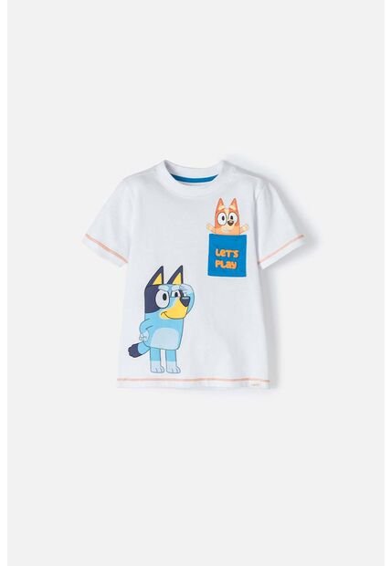 Camiseta De Bluey Blanca Manga Corta Para Niño 2T A 5T 5T