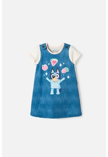 Vestido De Bluey Multicolor Corto Para Niña 2T A 6T 2T