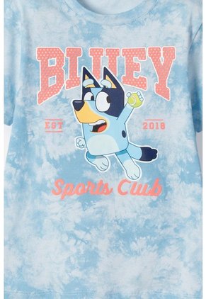 Camiseta De Bluey Manga Corta Azul Para Niño De 2T A 6T 3T