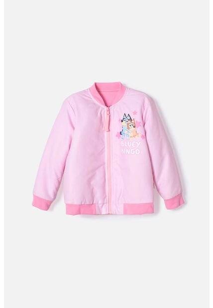 Chaqueta De Bluey Rosada Con Cierre Ajustable En Frente Para Niña 2T A 6T 2T