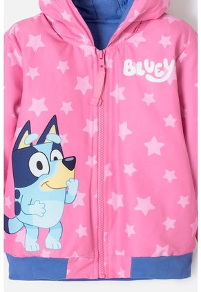 Chaqueta De Bluey Rosada Y Azul Con Capucha Para Niña 2T A 6T 5T