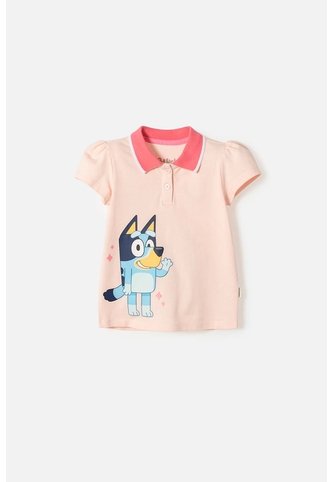Camiseta De Bluey Rosa Tipo Polo Para Niña 2T A 6T 3T BLUEY