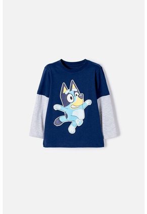 Camiseta De Bluey Azul Manga Larga Para Niño 2T A 6T 4T
