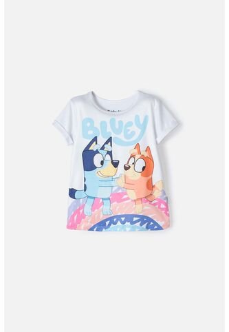 Camiseta De Bluey Blanca Manga Corta Para Niña 2T A 5T 5T BLUEY