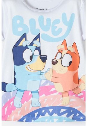 Camiseta De Bluey Blanca Manga Corta Para Niña 2T A 5T 5T