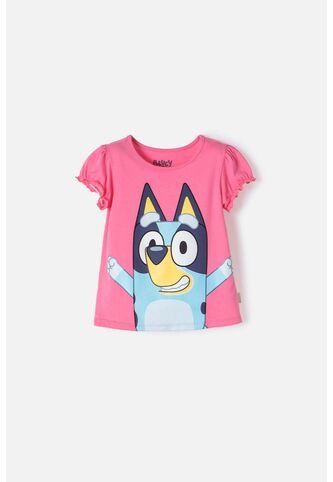 Camiseta De Bluey Rosada Manga Corta Para Niña 2T A 6T 4T BLUEY