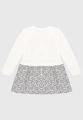 Vestido Blanco-Negro-Amarillo Boboli